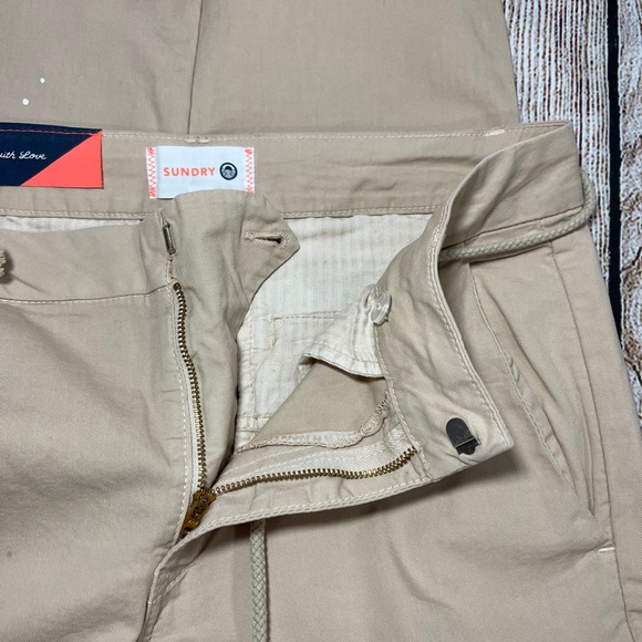 NEW Anthropologie Sundry Carpenter Paint Ankle Crop Pants Boho Tan Drawstring - Picture 6 of 16